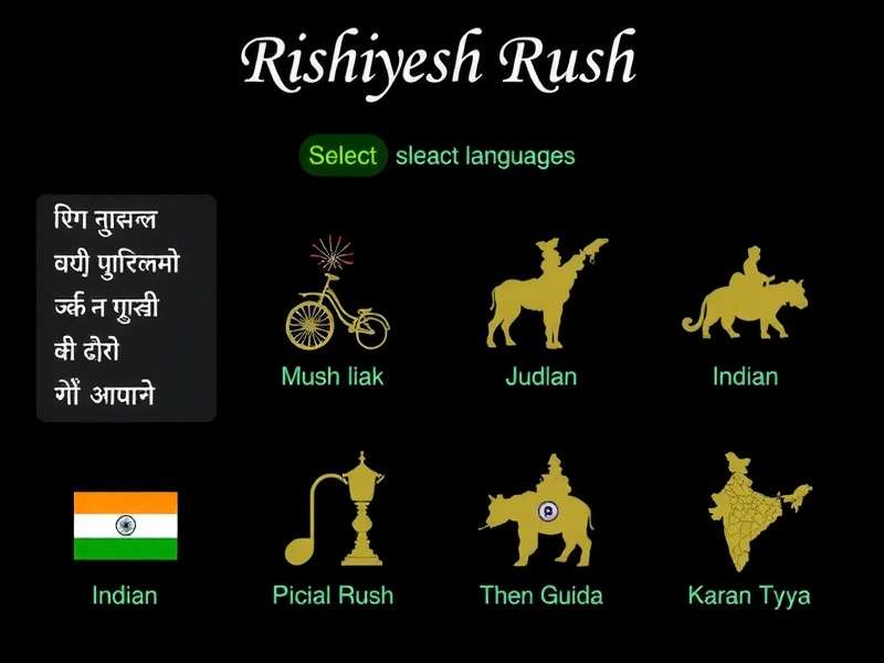 Rishikesh Rush Language Options Rishikesh Rush language selection screen showing various Indian languages with regional icons